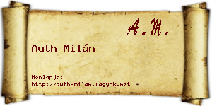 Auth Milán névjegykártya